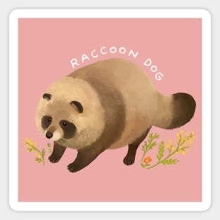 Adorable Fluffy Raccoon Dog Magnet